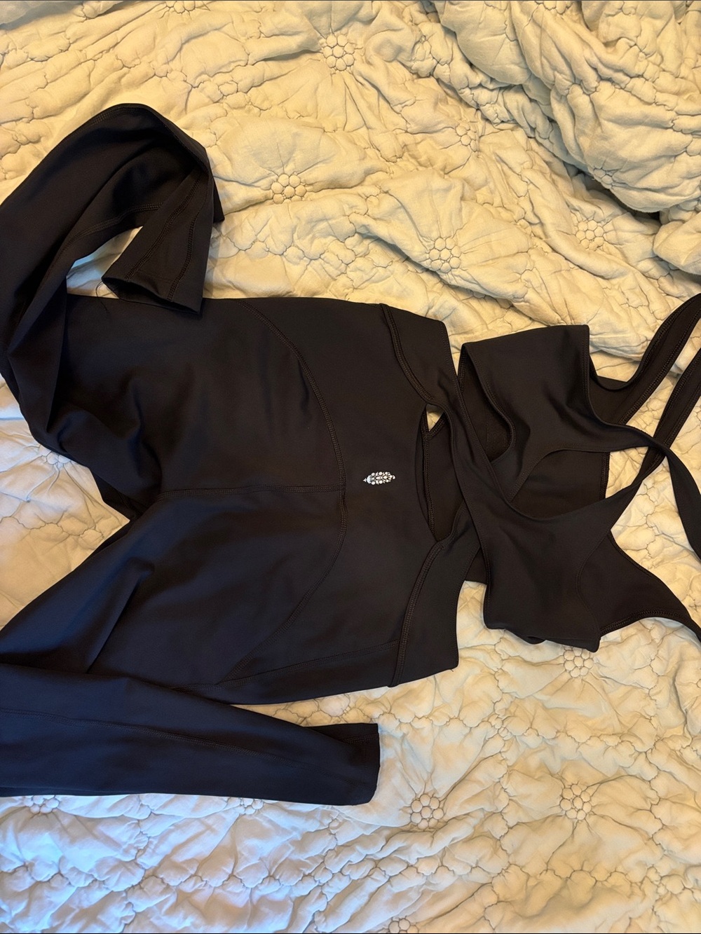 Free People FP Movement Back It Up Cutout Onsie Black S Small - Picture 4 of 5